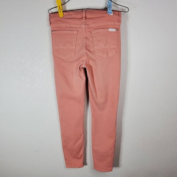 7 For All Mankind Ankle Guenivere Jeans Pink 28 Stretch Slim Fit Womens Pants - Picture 2 of 12